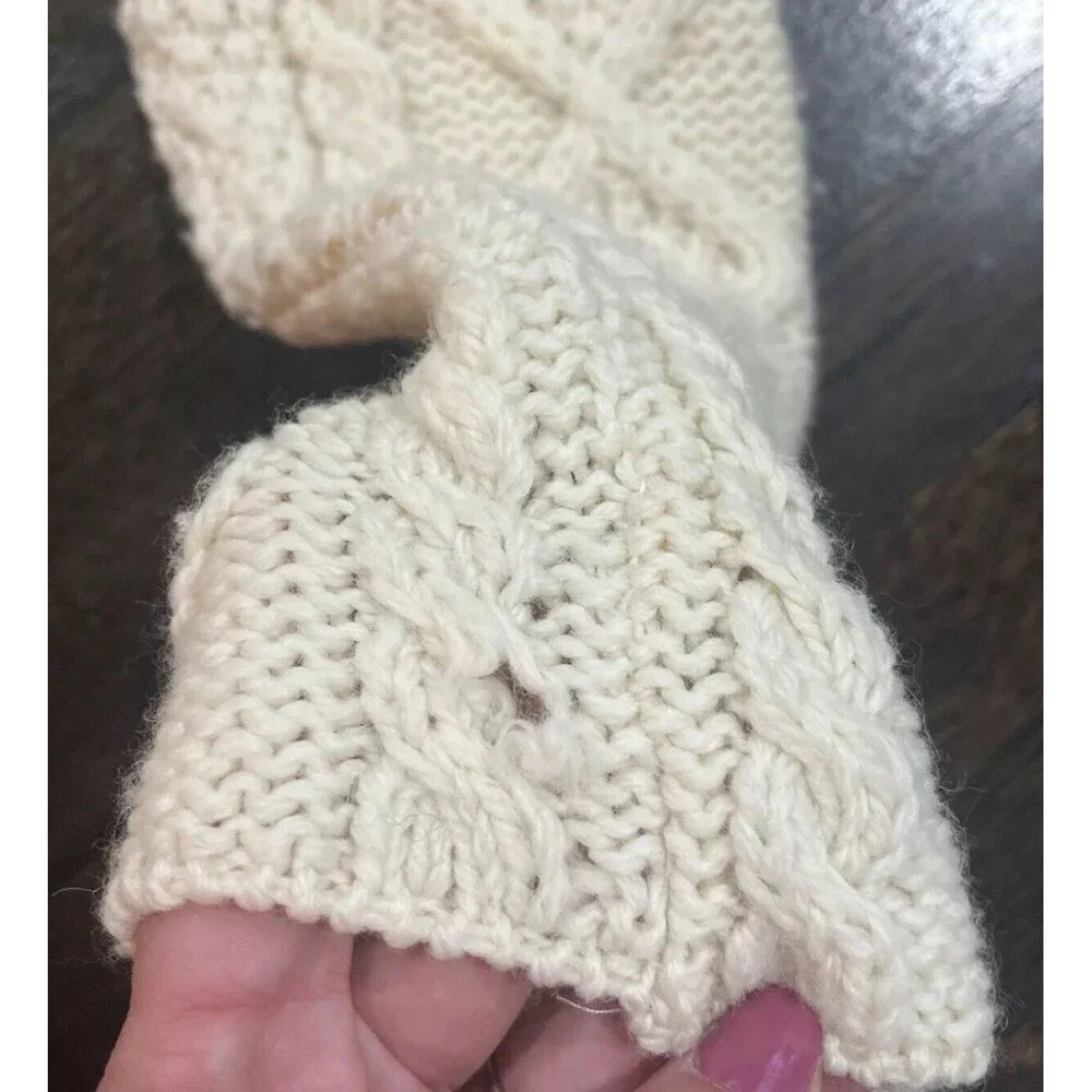 Paul James England‎ Sweater Women’s Small Beige Cable Knit Pullover Mock Neck